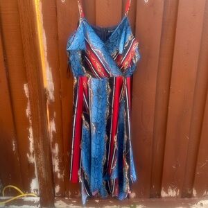 INC International Concepts Blue and Red Patterned Dress